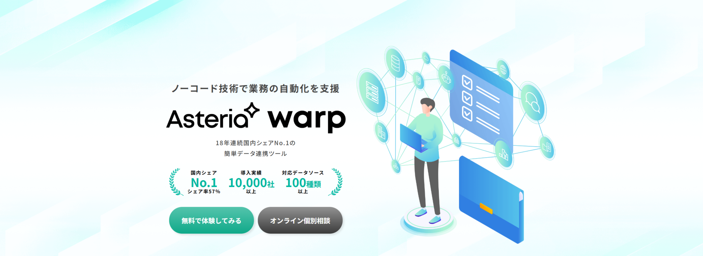 ASTERIA Warp/アステリア株式会社提供のノーコードデータ連携ツール