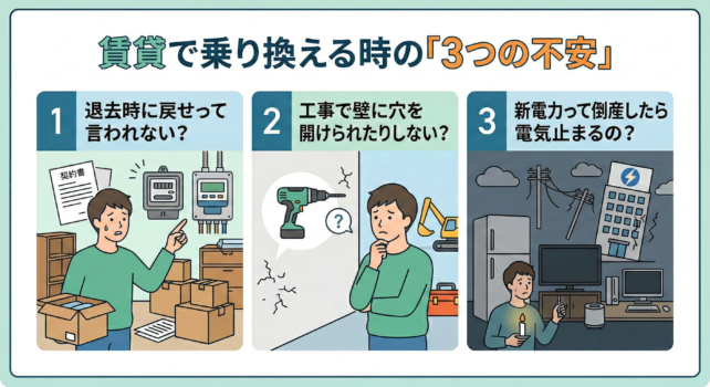 賃貸、電力会社、不安
