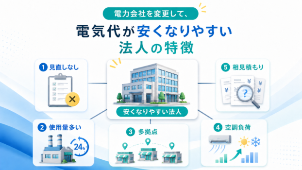 電力会社変更して電気代が安くなりやすい法人