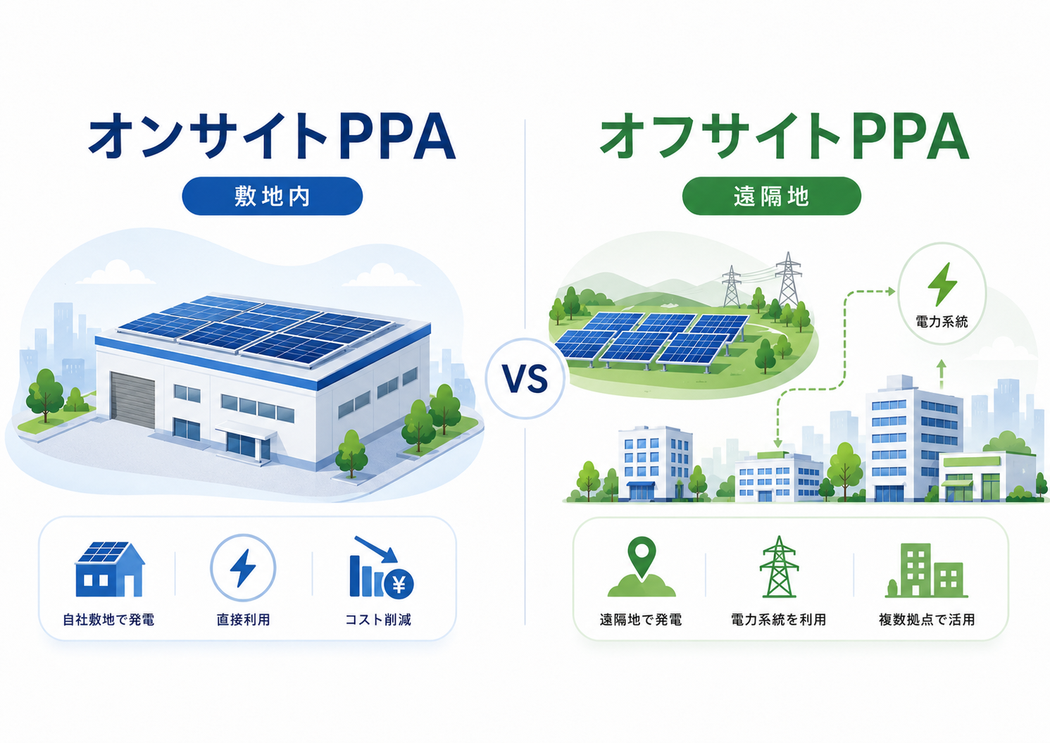 コーポレートPPA、オンサイトとオフサイトの違い