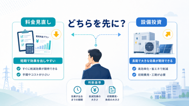 設備導入、電気料金見直し、どちらが先?