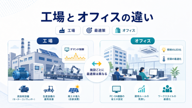 電気代削減、工場とオフィスの違い
